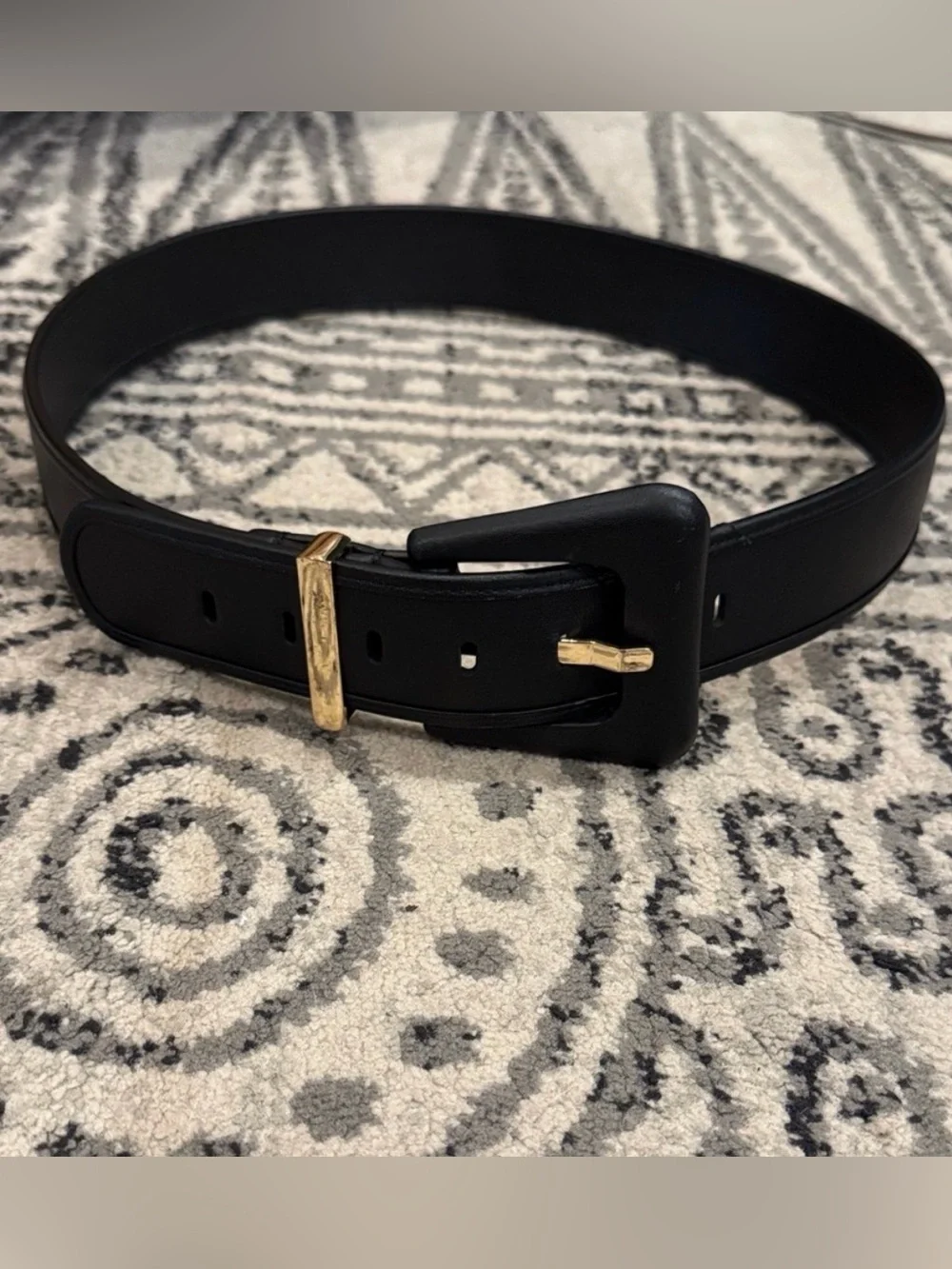 CAbi Boss Belt - Women's Black Belt with Gold Buckle, Medium